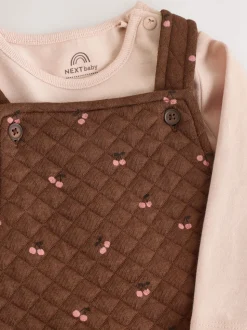 Bruine Kers - Gewatteerde bretelbroek en Bodysuit baby set met 2 Pieces (0mnd -3jr)
