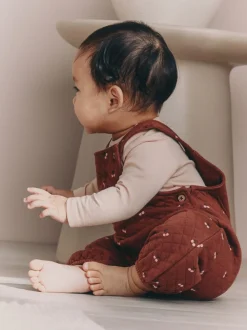 Bruine Kers - Gewatteerde bretelbroek en Bodysuit baby set met 2 Pieces (0mnd -3jr)