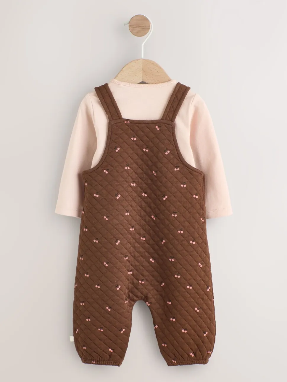 Bruine Kers - Gewatteerde bretelbroek en Bodysuit baby set met 2 Pieces (0mnd -3jr)