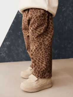 Bruine luipaardprint - Wijde broek met elastische taille (3mnd-7jr)