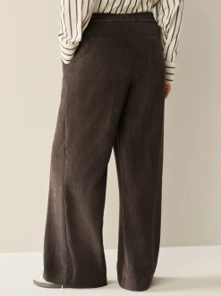Bruin/khaki - Wide Leg Soft Cord Trousers 2 Pack