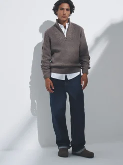 Bruin/marineblauw - The Set 2 Pack Quarter Zip Neck Jumpers