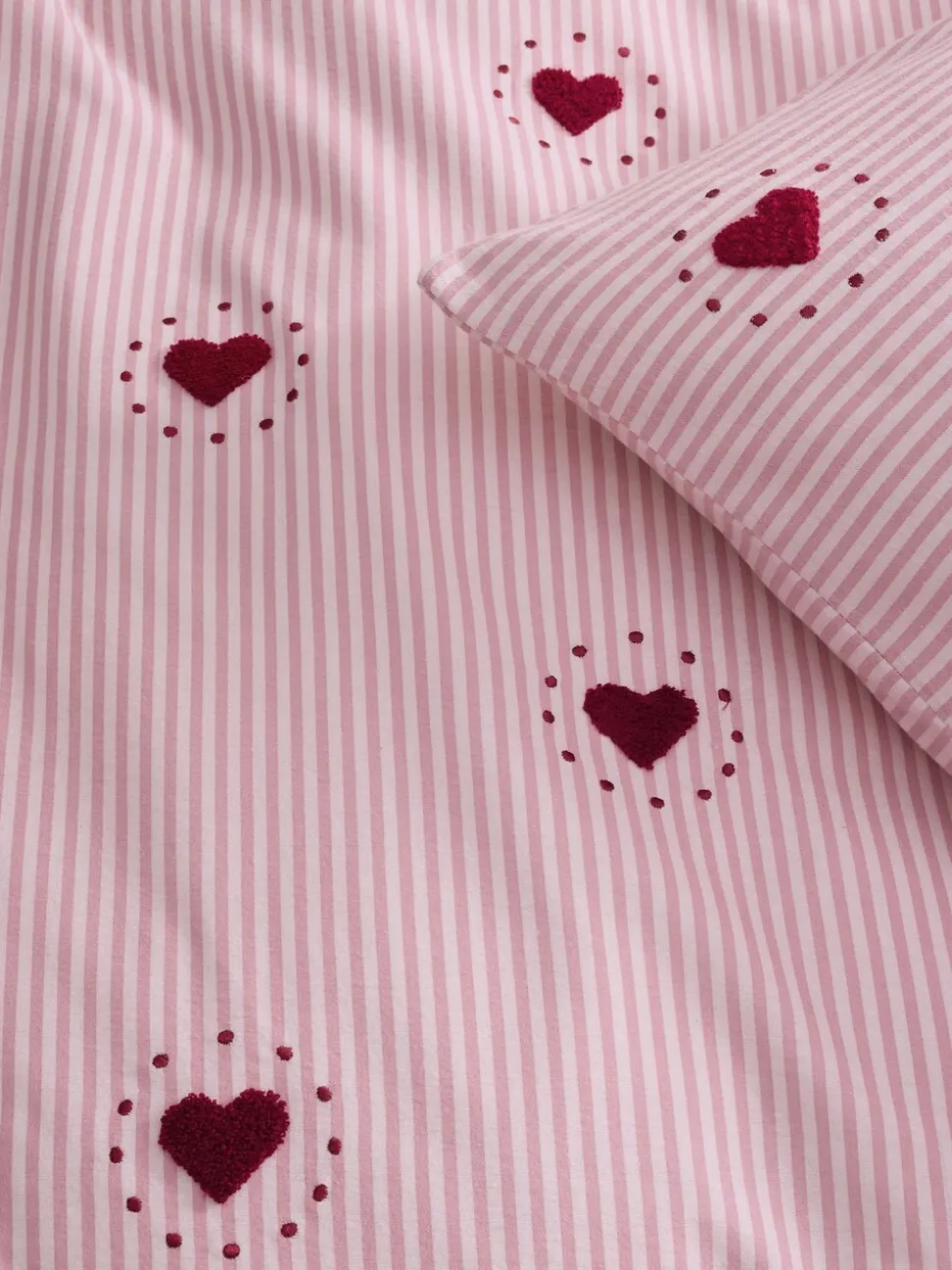 Brushed Cotton Tufted Heart Duvet Cover and Pillowcase Set