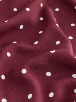 Burgundy Red Polka Dot - Blouse met V-hals en lange mouwen
