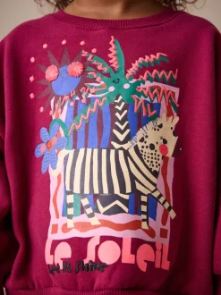 Burgundy Red Zebra - Sweatshirt met ronde hals (3 mnd-7 jr)