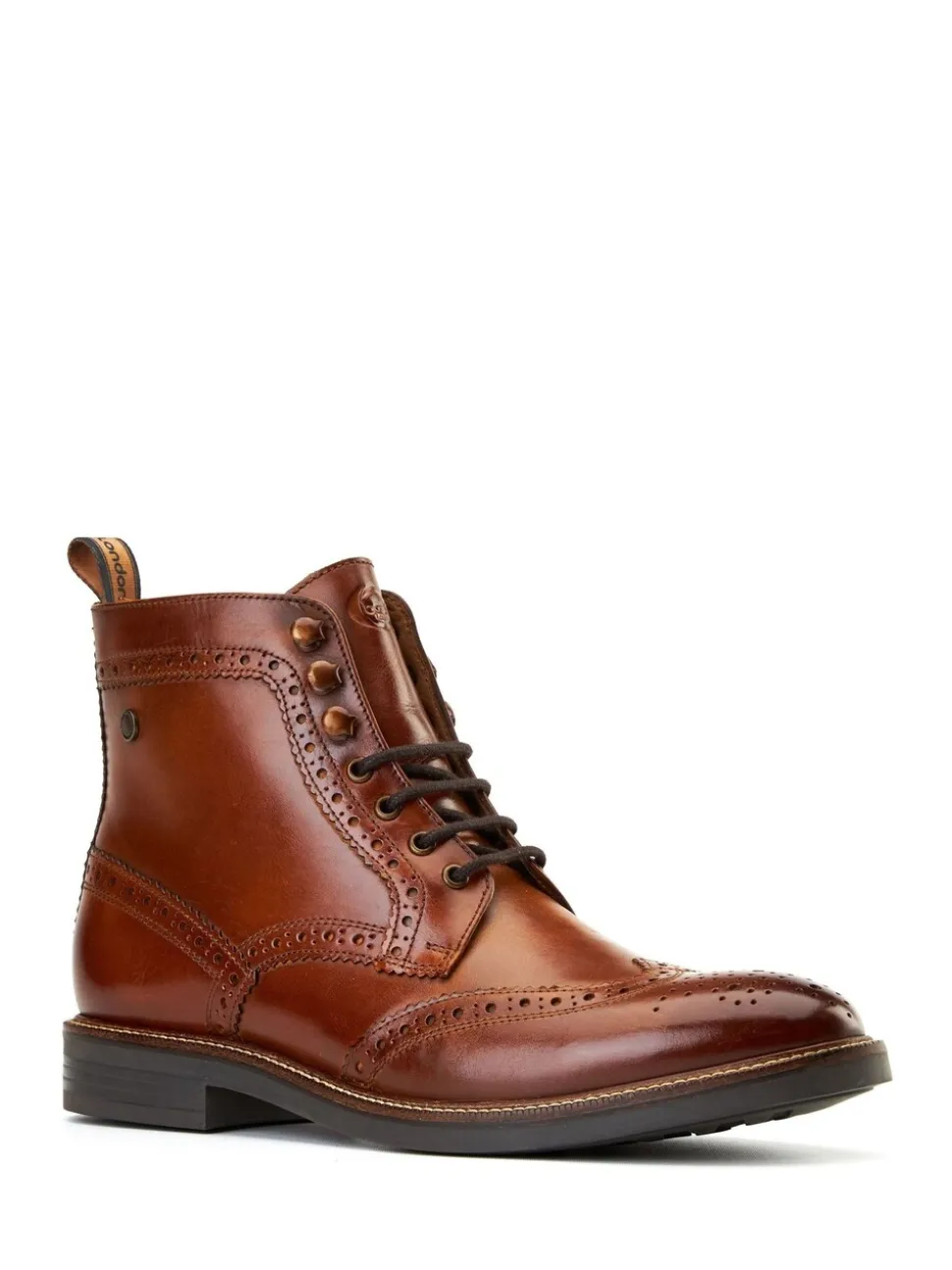 Burnt Tan Brown - Base London Bristol Brogue Boot