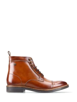 Burnt Tan Brown - Base London Plymouth Toe Cap Boot