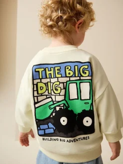 Buttermilk Yellow Digger - Jersey sweatshirt met ronde hals en print op de rug (3mnd -7jr)