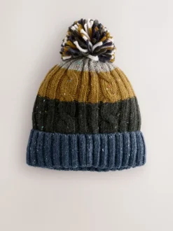 Cable Knit Stripe - Muts met pompon