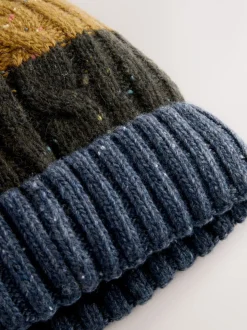 Cable Knit Stripe - Muts met pompon