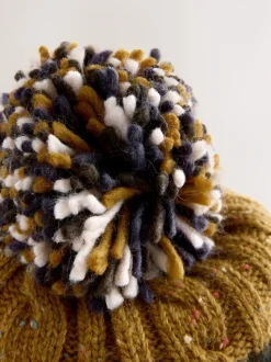 Cable Knit Stripe - Muts met pompon
