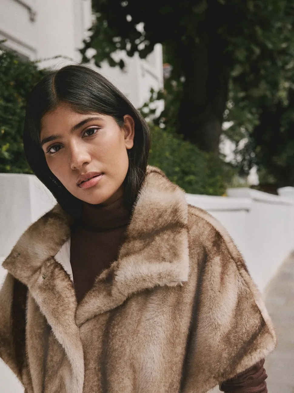 Camel - Faux Fur Tie Waisted Gilet
