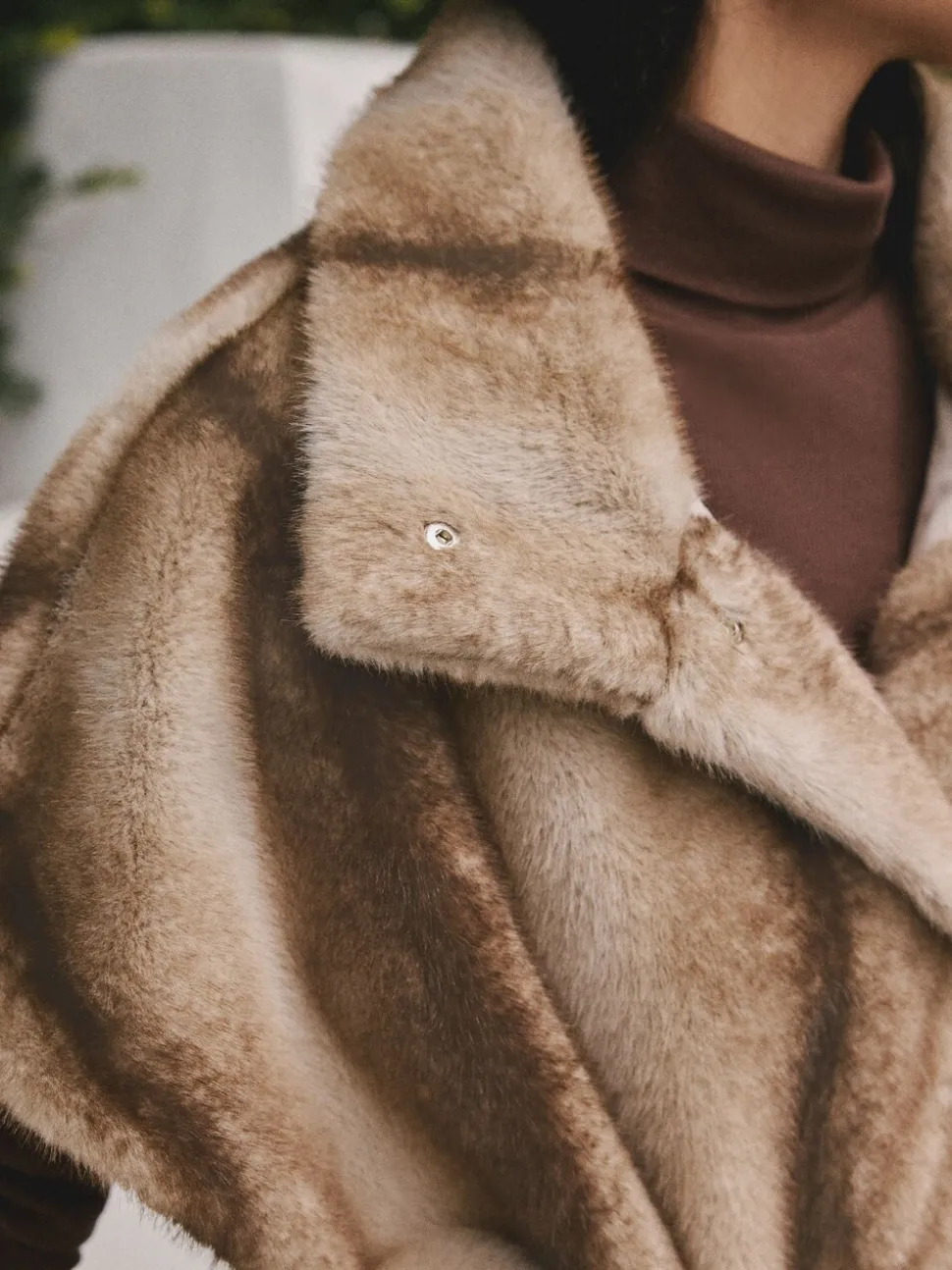 Camel - Faux Fur Tie Waisted Gilet