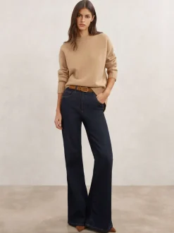 Camel - Reiss Ella wollen kasjmier trui met ronde hals