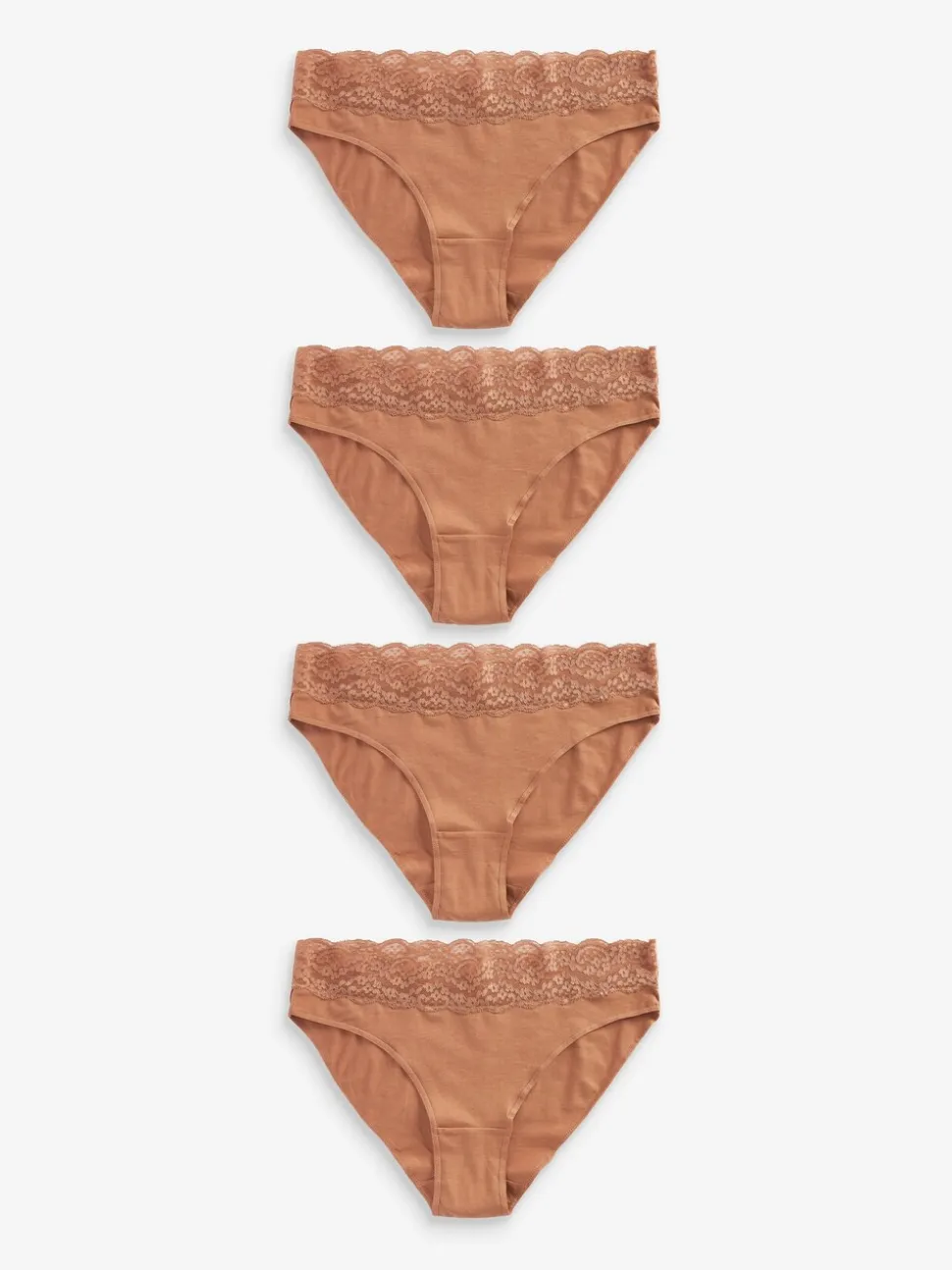 Caramel-nude - Katoenen kanten slipjes 4 stuks