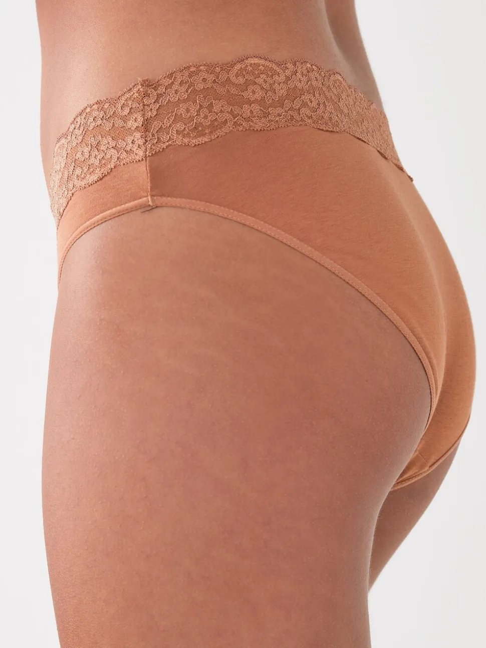 Caramel-nude - Katoenen kanten slipjes 4 stuks