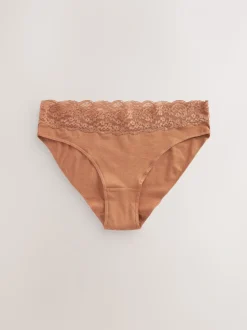 Caramel-nude - Katoenen kanten slipjes 4 stuks