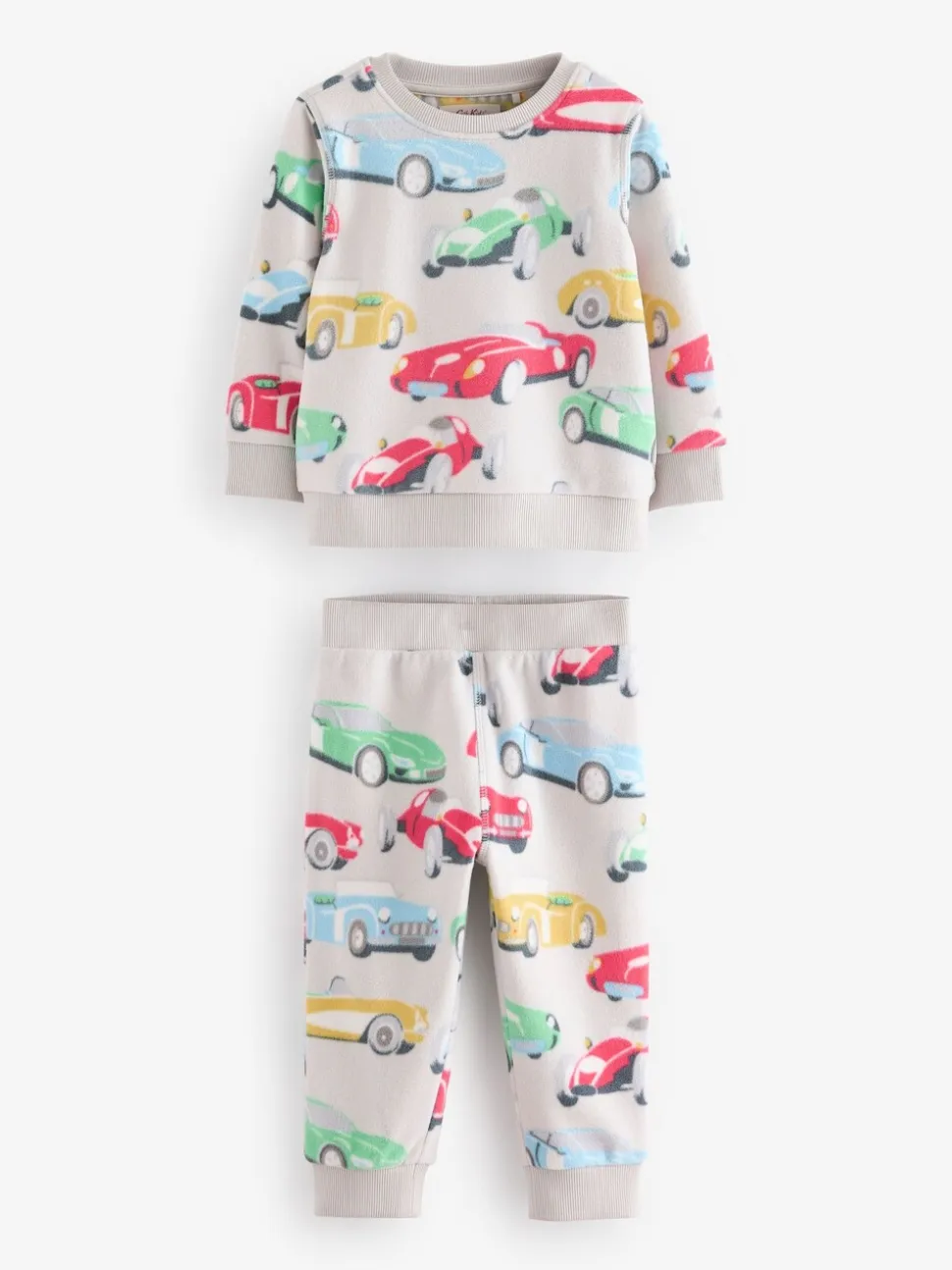 Cath Kidson Rood/Ecru Witte Auto's - Single Cosy Fleece Pyjamas