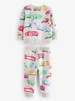Cath Kidson Rood/Ecru Witte Auto's - Single Cosy Fleece Pyjamas