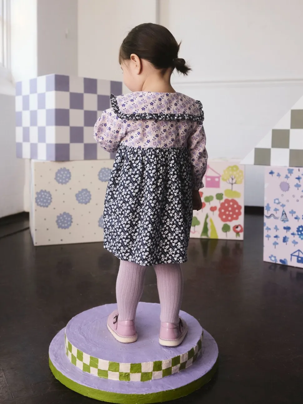 Cath Kidston Multi Navy Ditsy - Jurkje met kraag en lange mouwen (3mnd-8jr)