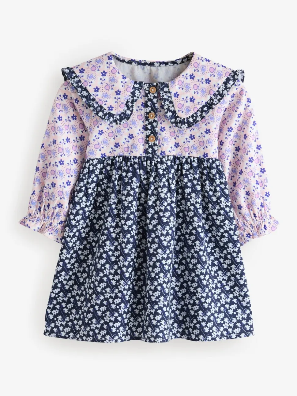 Cath Kidston Multi Navy Ditsy - Jurkje met kraag en lange mouwen (3mnd-8jr)