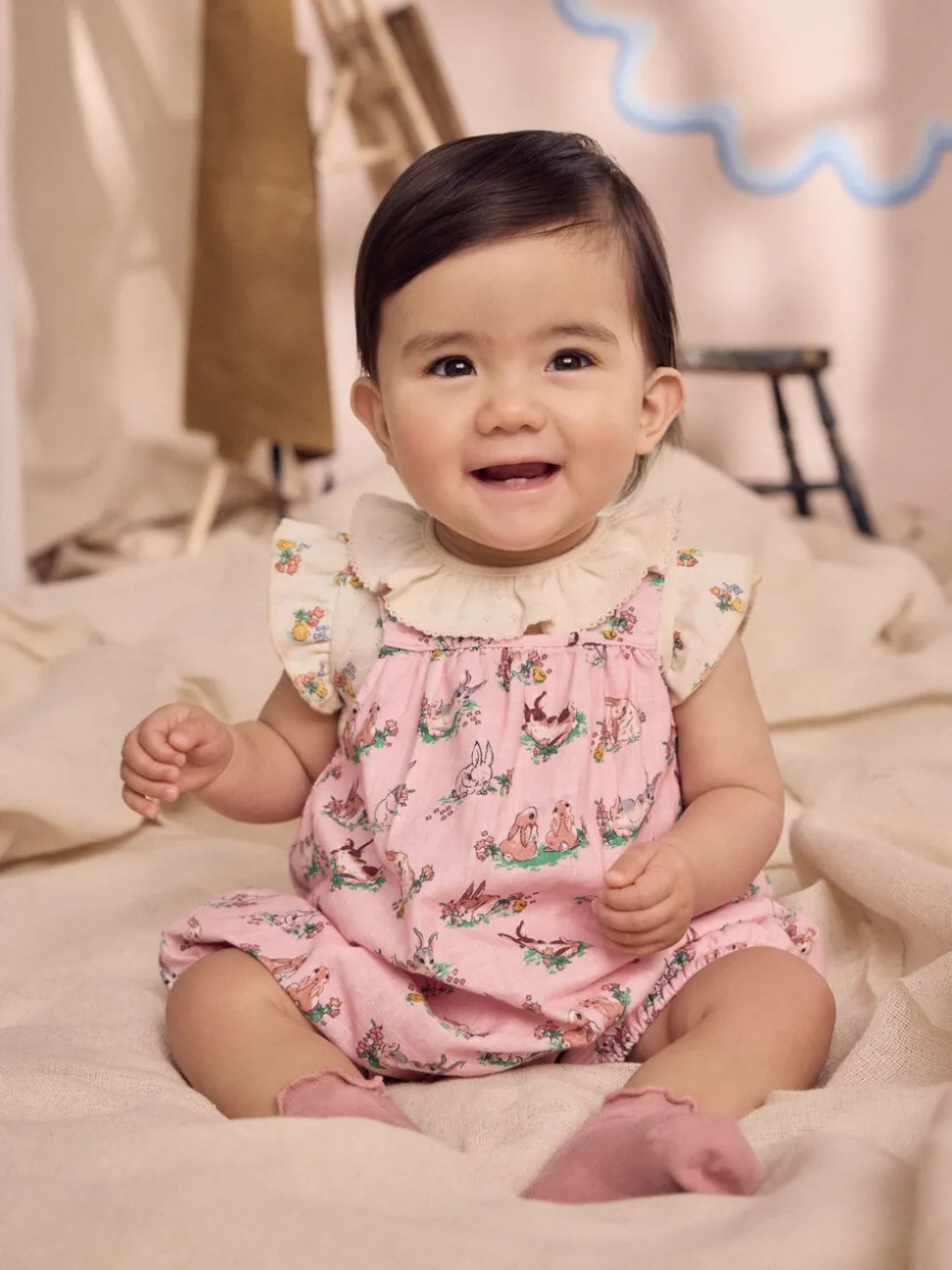 Cath Kidston roze bloemenprint - Babyromper van bedrukte jersey