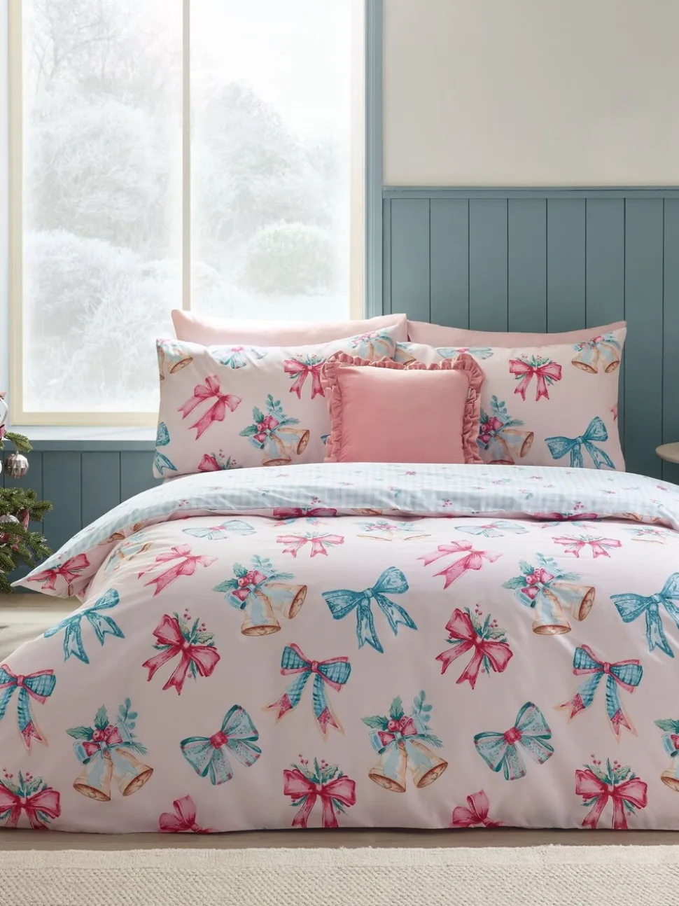 Catherine Lansfield - Dekbedovertrekset Christmas Bows And Bells