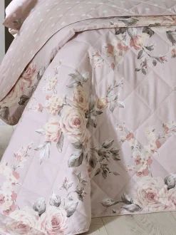 Catherine Lansfield - Omkeerbare doorgestikte Canterbury bedsprei met bloemenprint