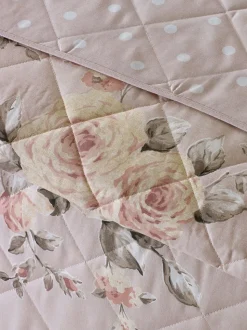 Catherine Lansfield - Omkeerbare doorgestikte Canterbury bedsprei met bloemenprint