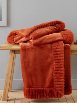 Catherine Lansfield - Zachte, behaaglijke sprei van fluweel en imitatiebont