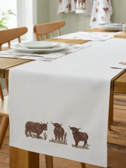 Catherine Lansfield Angus Highland Cow Cotton Dining Table Runner