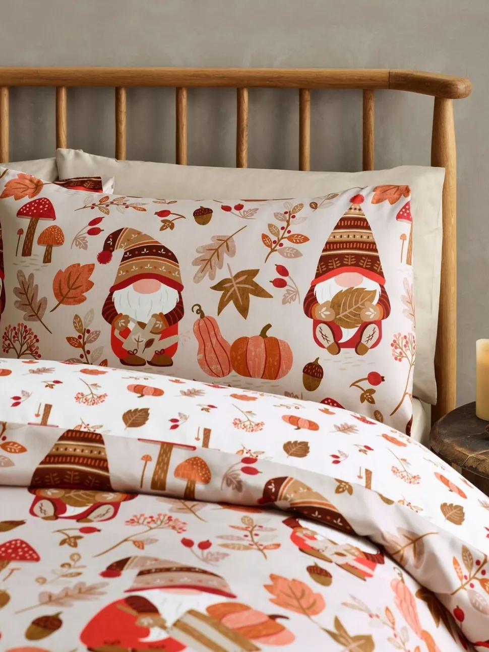 Catherine Lansfield Autumn Woodland Gonks Non-Iron Duvet Cover Set