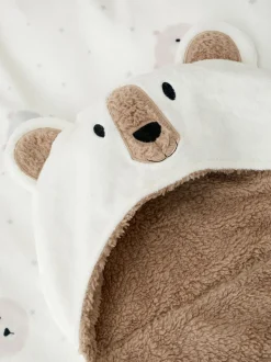 Catherine Lansfield Cosy Bear So Soft Fleece Hooded Blanket