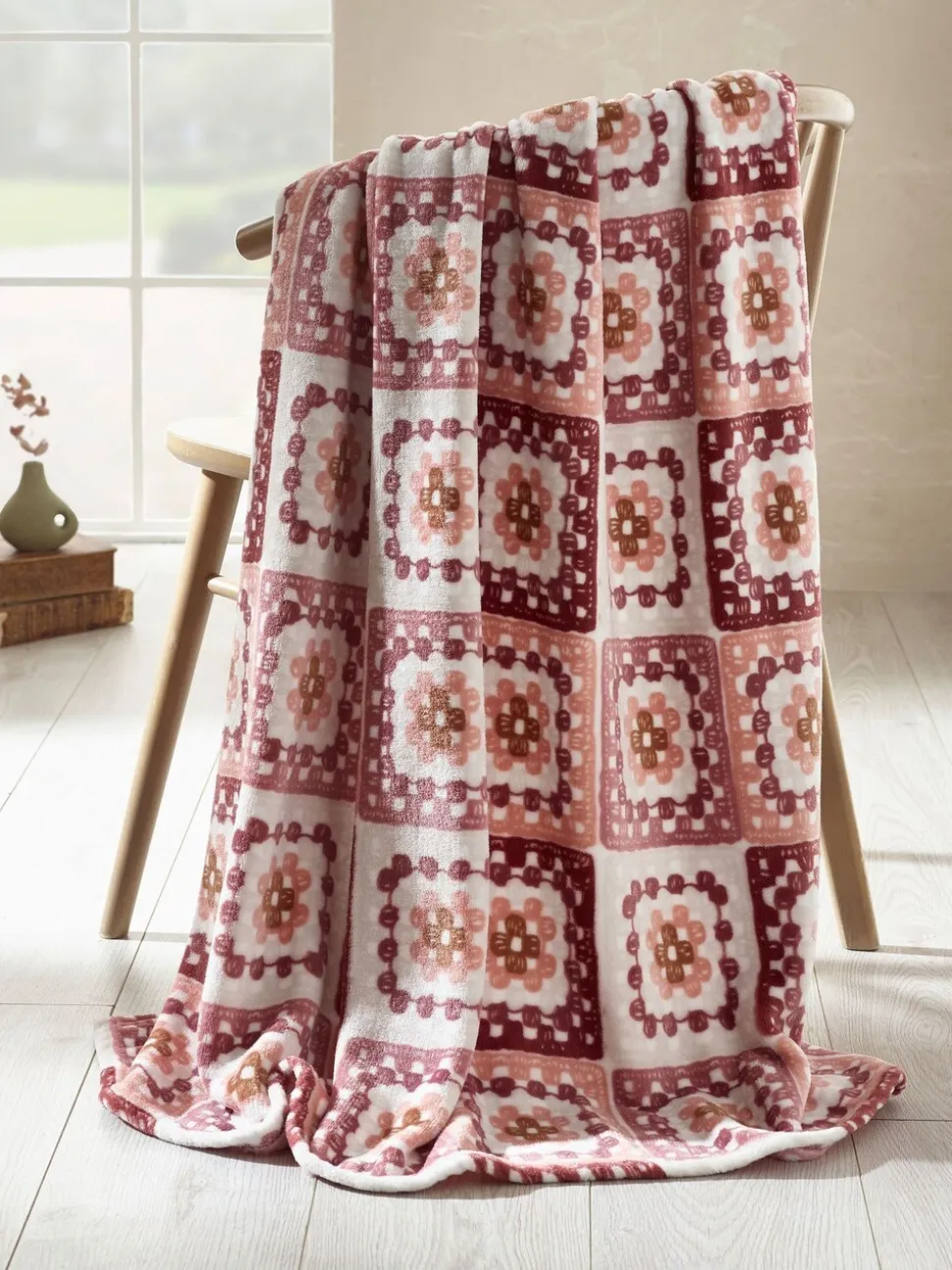 Catherine Lansfield Crochet Print Blanket Throw