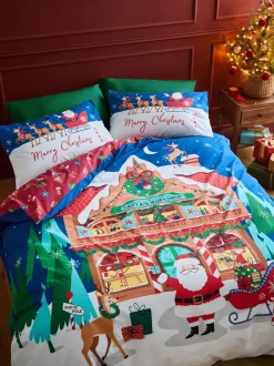 Catherine Lansfield Dekbedovertrekset met de werkplaats van de kerstman