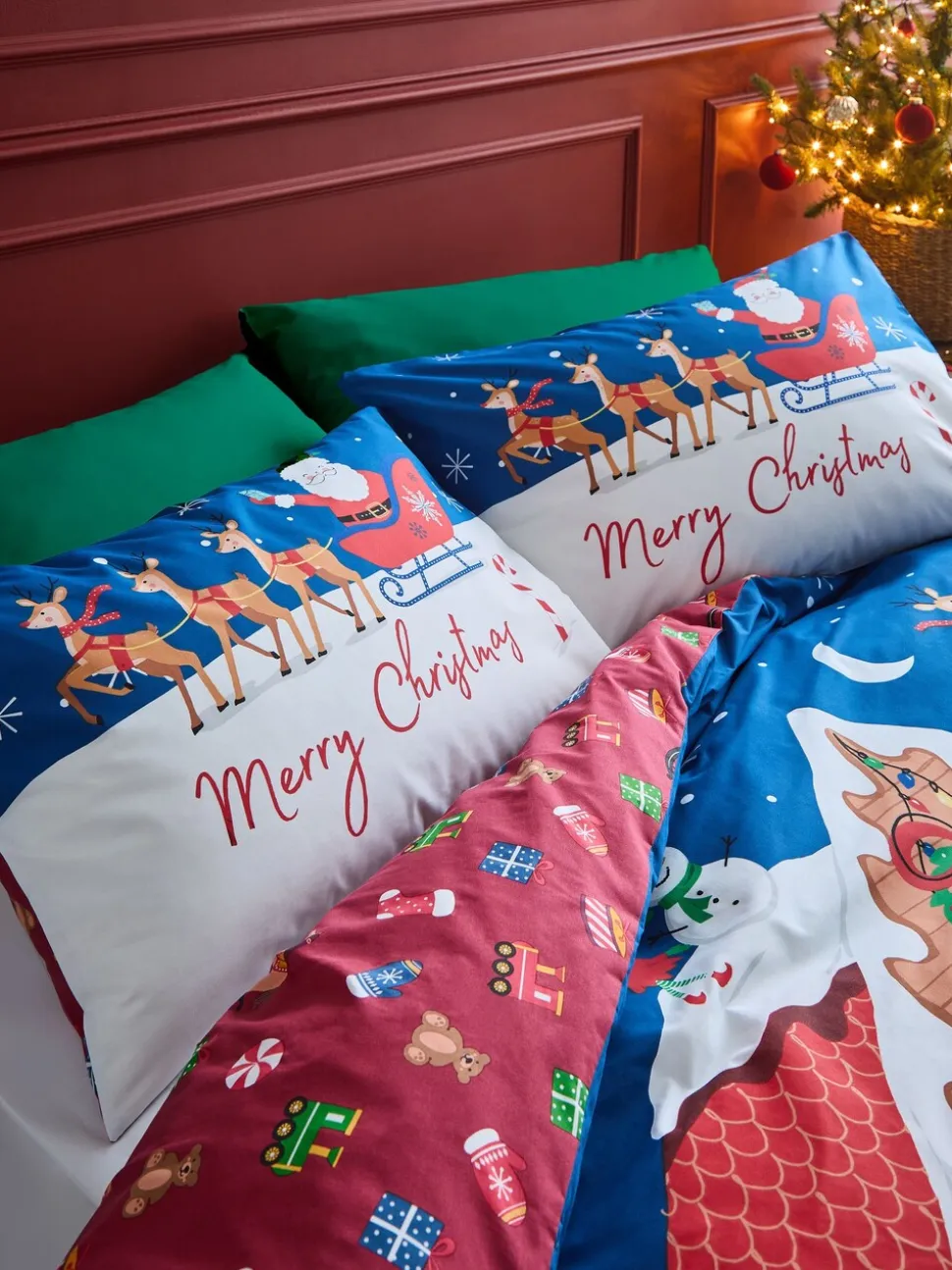 Catherine Lansfield Dekbedovertrekset met de werkplaats van de kerstman