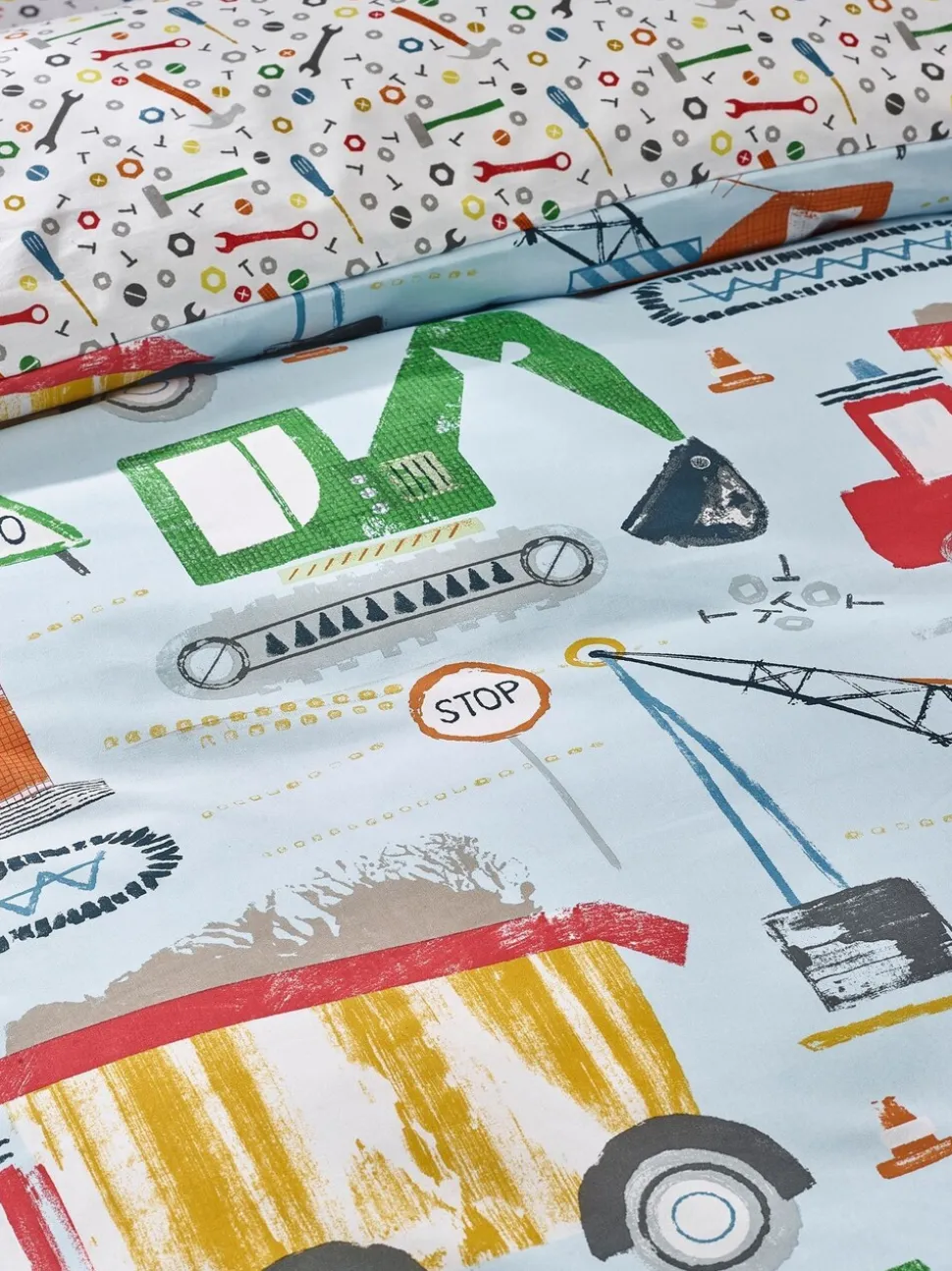 Catherine Lansfield Digger Dreams Reversible Duvet Cover Set