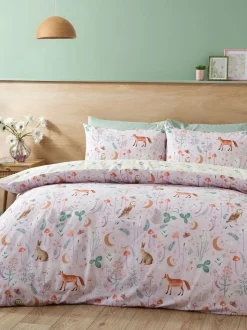 Catherine Lansfield Enchanted Twilight dekbedovertrek met dierenprint en kussensloop