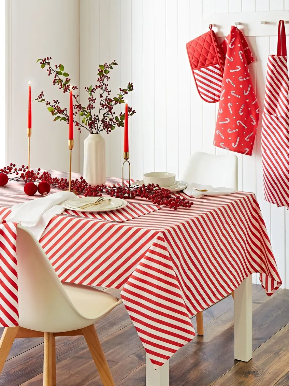 Catherine Lansfield Kerstmis Candy Cane 100% katoenen tafelkleed