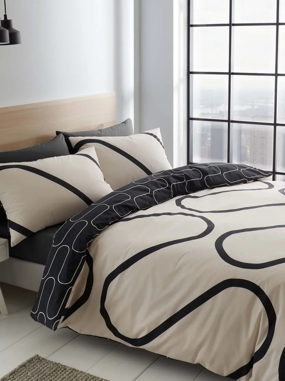 Catherine Lansfield lineaire curve geo dekbedovertrekset