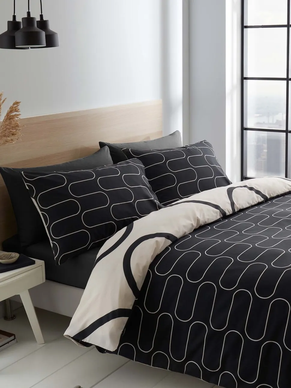 Catherine Lansfield lineaire curve geo dekbedovertrekset