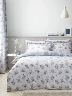 Catherine Lansfield Lucie Floral Frill Reversible Duvet Cover Set