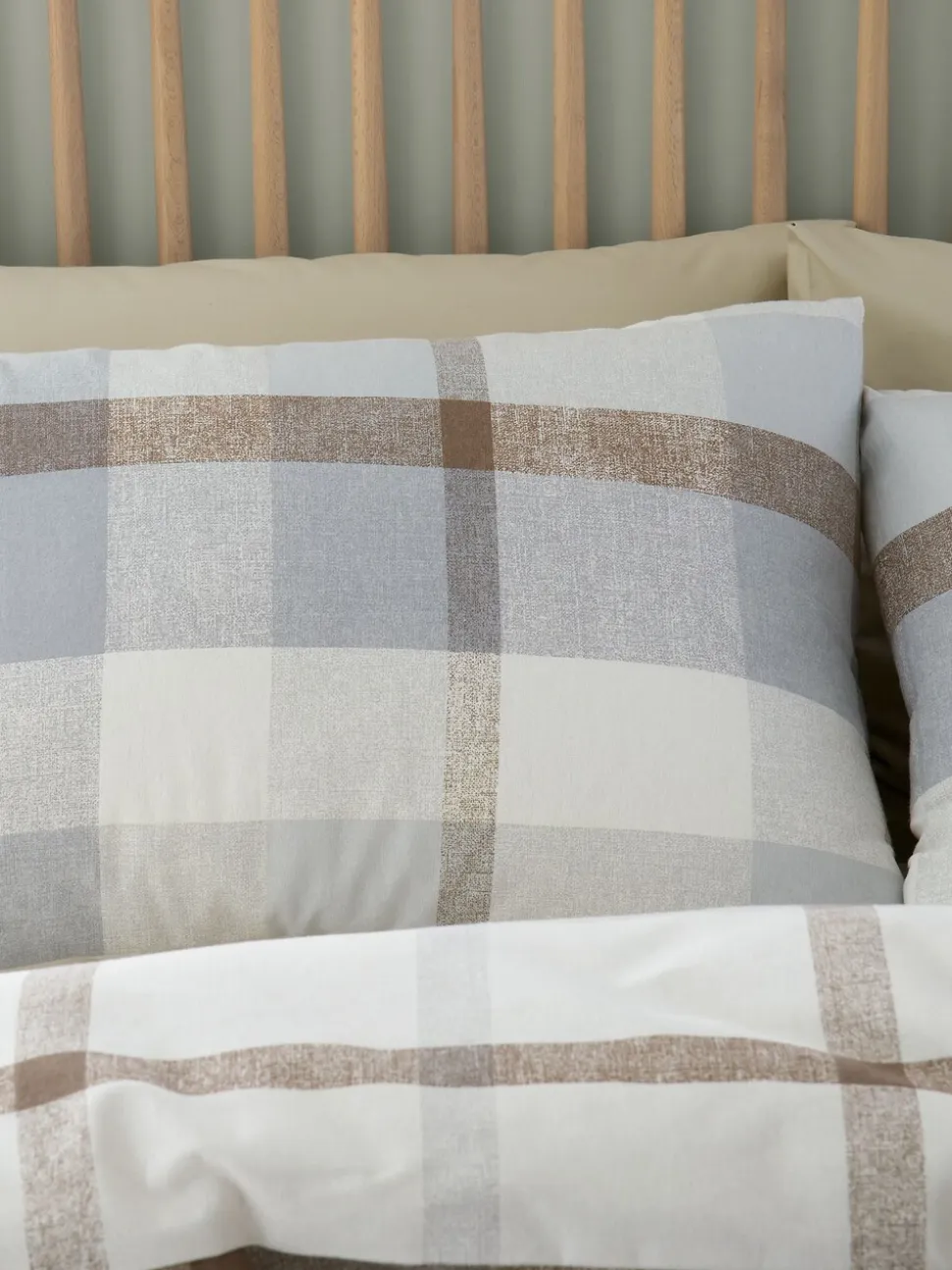 Catherine Lansfield Omkeerbare Supersoft 100% Geborstelde Katoenen Ruit Dekbedovertrekset