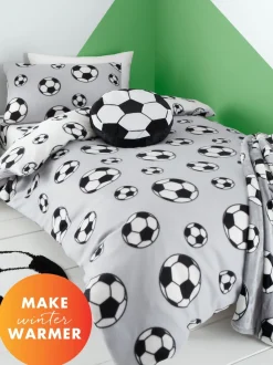 Catherine Lansfield omkeerbare dekbedovertrekset van fleece met voetbal