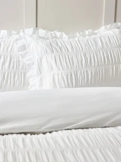 Catherine Lansfield Seersucker Frill Duvet Cover Set