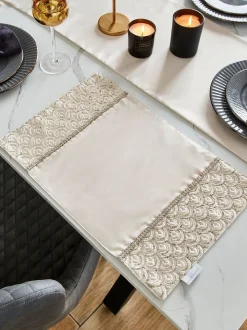 Catherine Lansfield Set van 4 Deco Pailletten Eetkamer Placemats