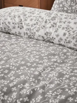 Catherine Lansfield superzachte 100% geborsteld katoenen dekbedovertrekset met bloemen- en bladmotief