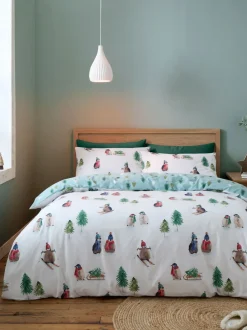 Catherine Lansfield Superzacht 100% geborsteld katoenen Kerstmis Penguin Dekbedovertrek Set