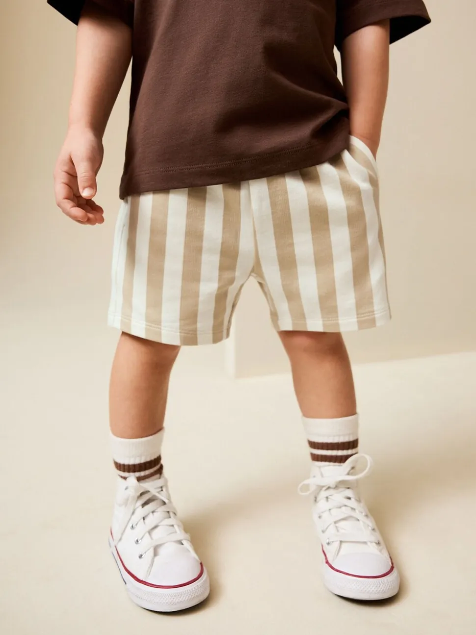 Cement/Ecru Stripe - Jersey short (3 mnd-7 jr)