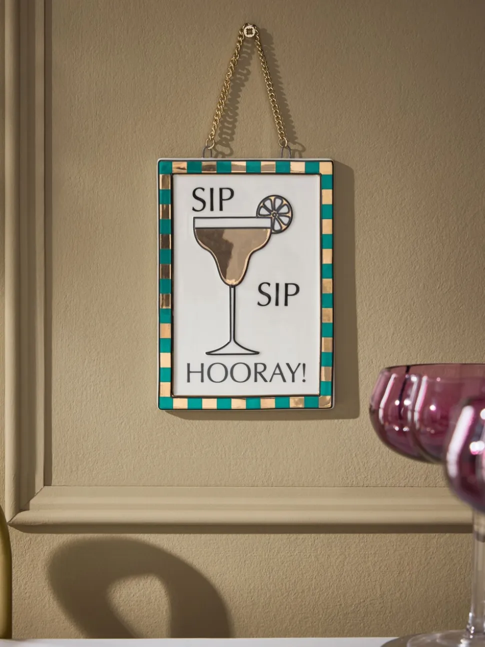 Ceramic Sip Sip Hooray Hanging Decoration